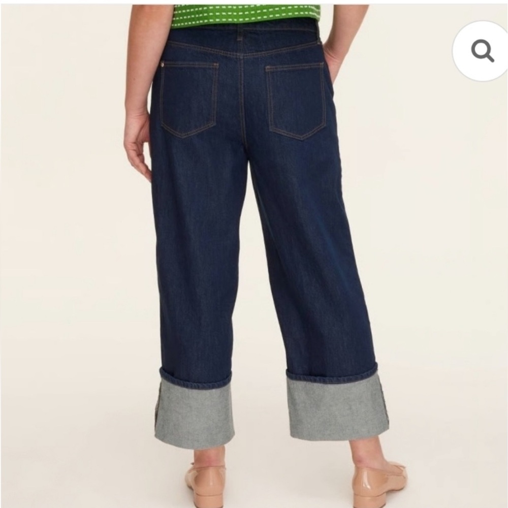 Kate Spade X Target High Wide Cuff Dark Wash Jeans Size 8 - Picture 2 of 6